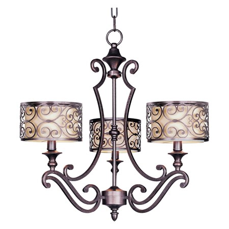 Maxim Three Light Umber Bronze Drum Shade Chandelier 21153WHUB